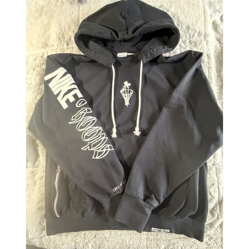 Nike Dri-Fit Standard Issue Hoodie Basket Hoop Black Pullover FN2702-010 Men L